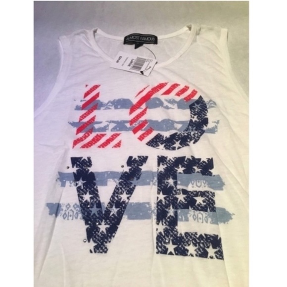 LAST ONE - New Women's Bling LOVE Tank Top With Fringe Bottom Size Small - Picture 3 of 10